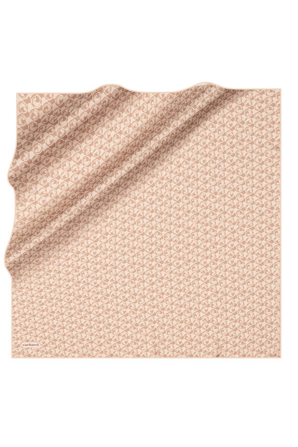 Açık Kahverengi 90X90 İpek Twill Eşarp - Cacharel