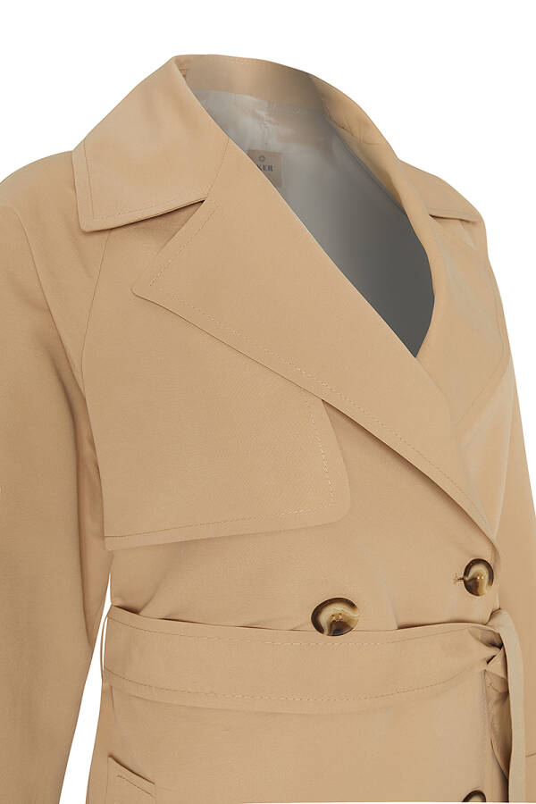 Bej Rüzgarlık Detaylı Kruvaze Trençkot - Aker (1)
