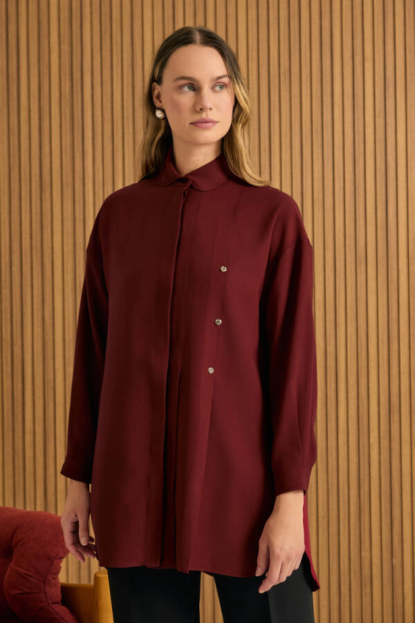 Bordo Koza Logolu Modal Tunik - Aker