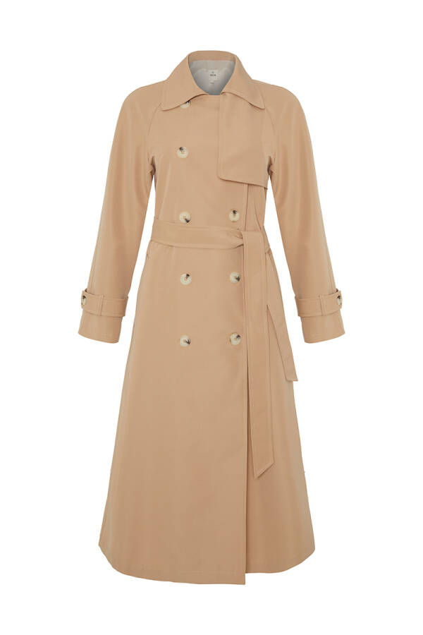 Camel Rüzgarlık Detaylı Kruvaze Kapama Trençkot - Aker