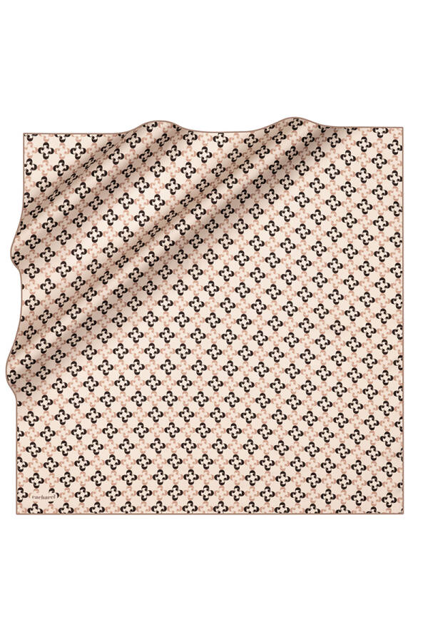 Ekru 90X90 İpek Twill Eşarp - Cacharel