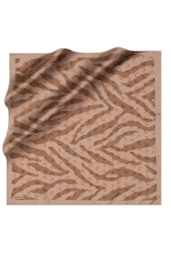 Kahverengi 90X90 İpek Twill Eşarp - Cacharel