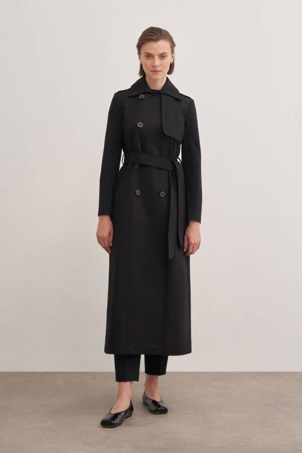 Siyah Kuşaklı Trençkot - Aker